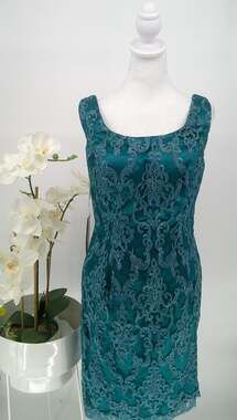 NWT Gown Gallery Womens Emerald Green Ornate Pretty Wedding Sheath Dress Sz 12W